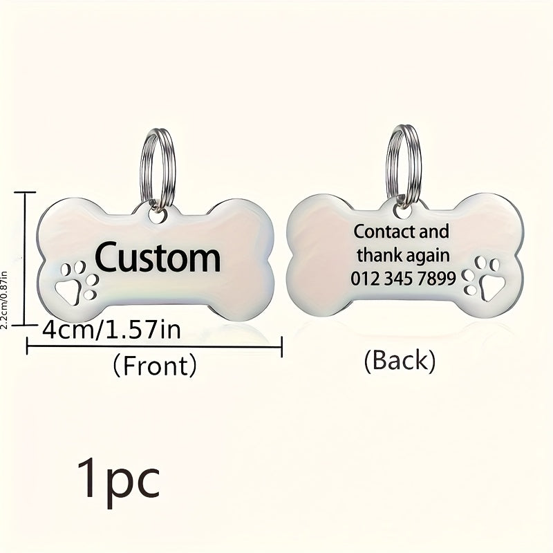 1pc, Custom Personalized Dog Tag, Stainless Steel Tag with Engraved Name and Phone Number, Durable Pet Anti-Loss ID Tag, Dog Name Tag