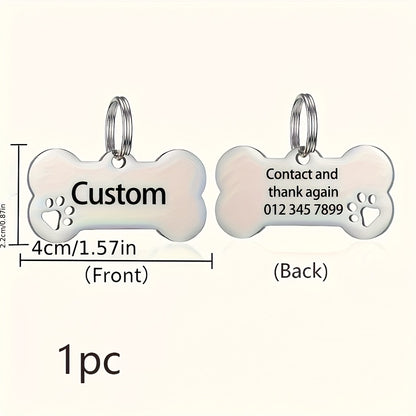 1pc, Custom Personalized Dog Tag, Stainless Steel Tag with Engraved Name and Phone Number, Durable Pet Anti-Loss ID Tag, Dog Name Tag