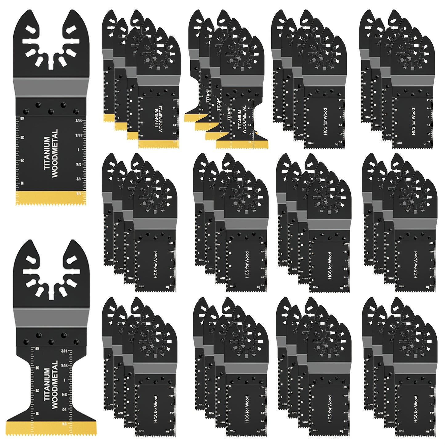 [Heavy-Duty Titanium Saw Blades] 10/20/30/50pcs Heavy-Duty Titanium Oscillating Saw Blades - Multitool Blades for Cutting Hard Materials, Metal Nails, Wood & Plastic - Fit for All Models, No Electricity Needed, Durable Metal Construction, Versatile Cuttin