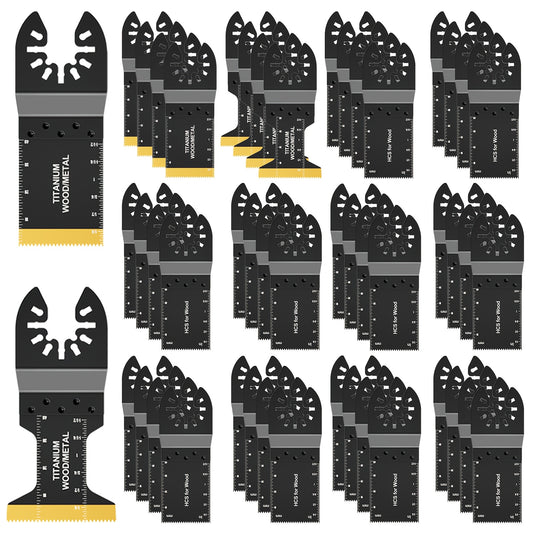 [Heavy-Duty Titanium Saw Blades] 10/20/30/50pcs Heavy-Duty Titanium Oscillating Saw Blades - Multitool Blades for Cutting Hard Materials, Metal Nails, Wood & Plastic - Fit for All Models, No Electricity Needed, Durable Metal Construction, Versatile Cuttin