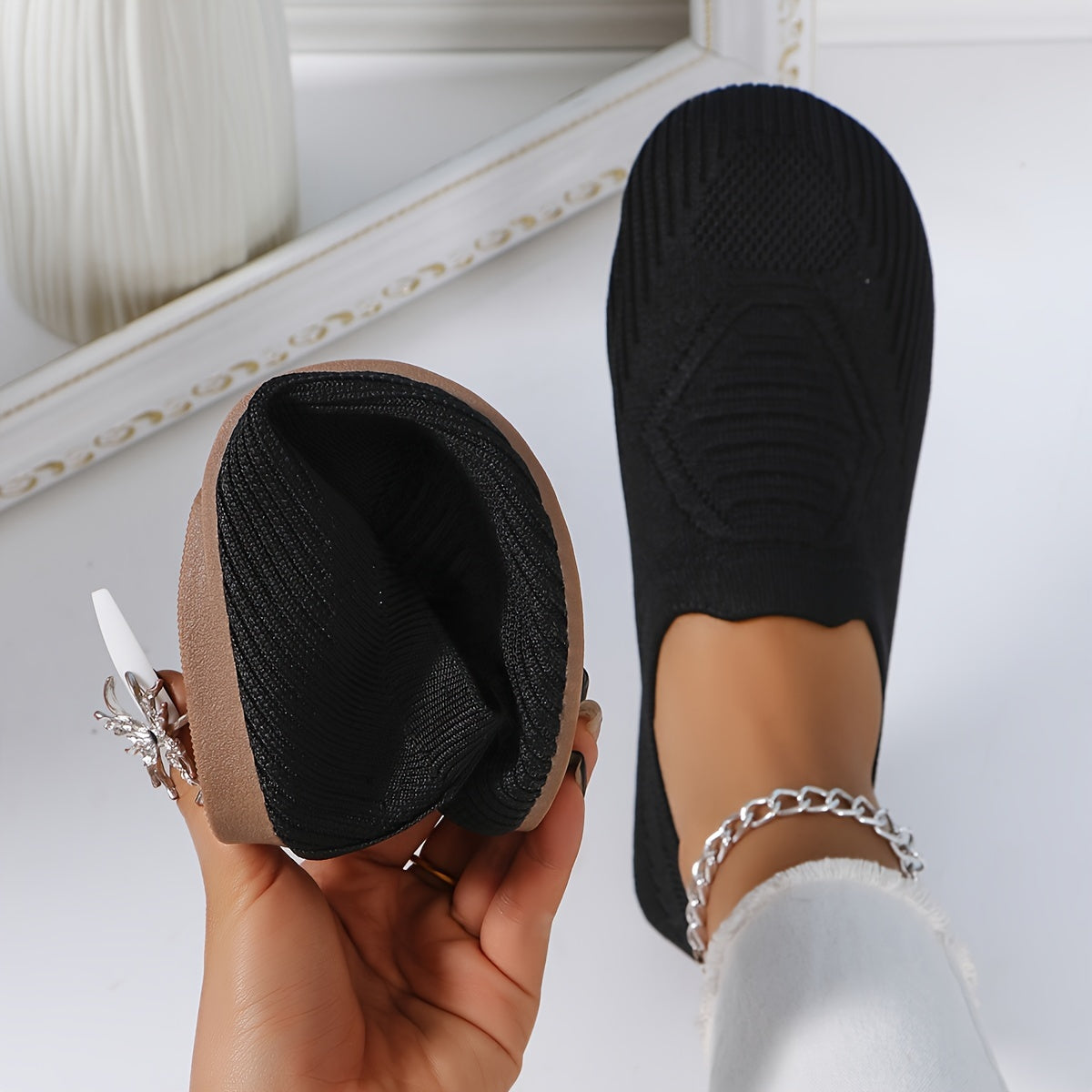 Women's Round-Toe Woven Flat Shoes, Casual, Outdoor, Soft-Sole Flat Shoes, Women Shoes