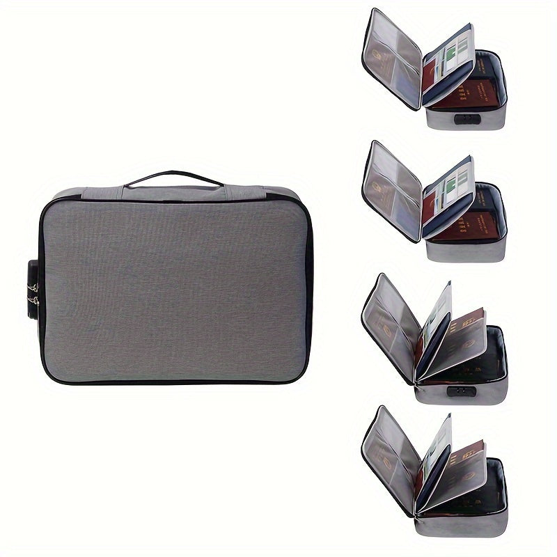 [Secure Document Bag] 1pc Large Capacity Locking Document Bag | 3-Layer Document Storage Box with Zipper, Portable Travel Household Paper, Documents, Certificates, Suitable for Home School Office