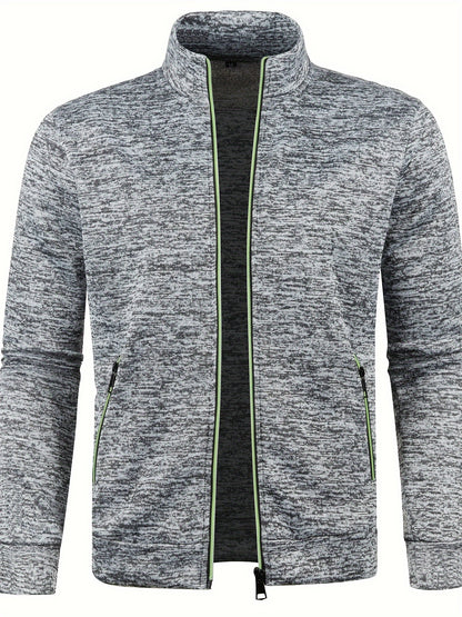 [Full Zip Up Cardigan Sweater] Elegant Mid Stretch Cardigan, Men's Casual Full Zip Up Cardigan Sweater Coat For Fall Winter