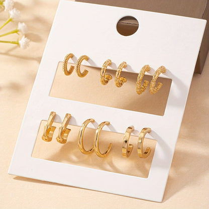 Zinc Alloy Simple Hoop Earrings for Daily Wear Dating Ear Jewelry Decor