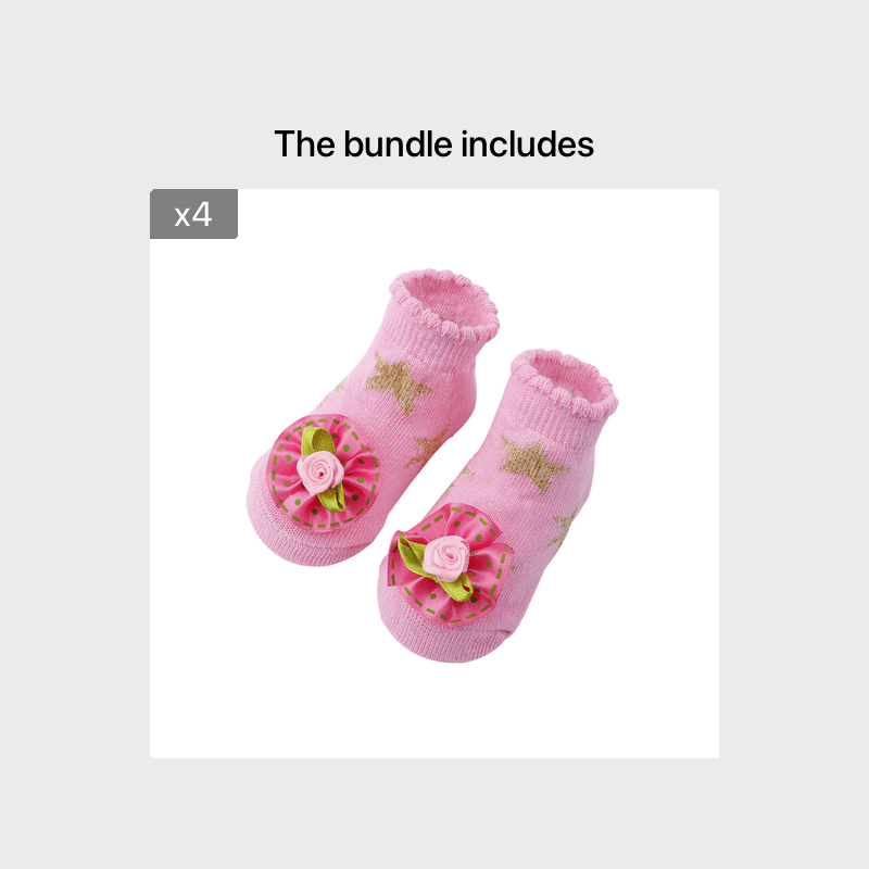 Baby Girl Cute Fashion Bowknot Flower Socks Fit 0-24 Months