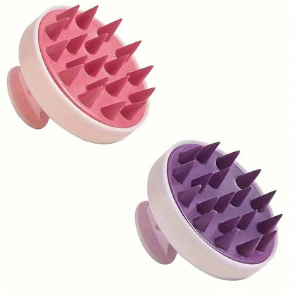 WANMEI Silicone Hair Brush with Scalp Massage - Gentle Detangling & Itch Relief for Normal Hair, Ergonomic Handle, No Electricity Needed, Purple & Design, Promotes Healthy Hair & Dandruff Control, Hair Brush for Hair, Scalp Care Tool, Modern