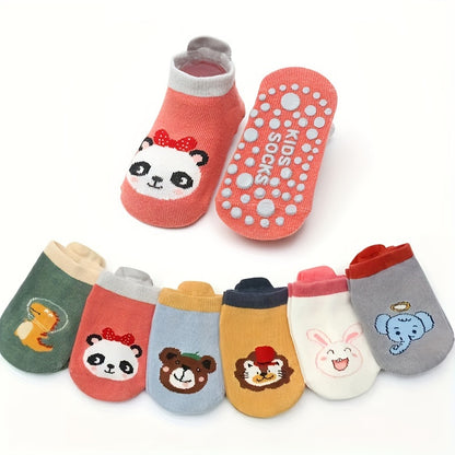 6 Pairs of Cute Cartoon Animal Patterned Socks for Babies, Non-Slip Socks for Boys And Girls, Ideal for Toddlers on The Floor