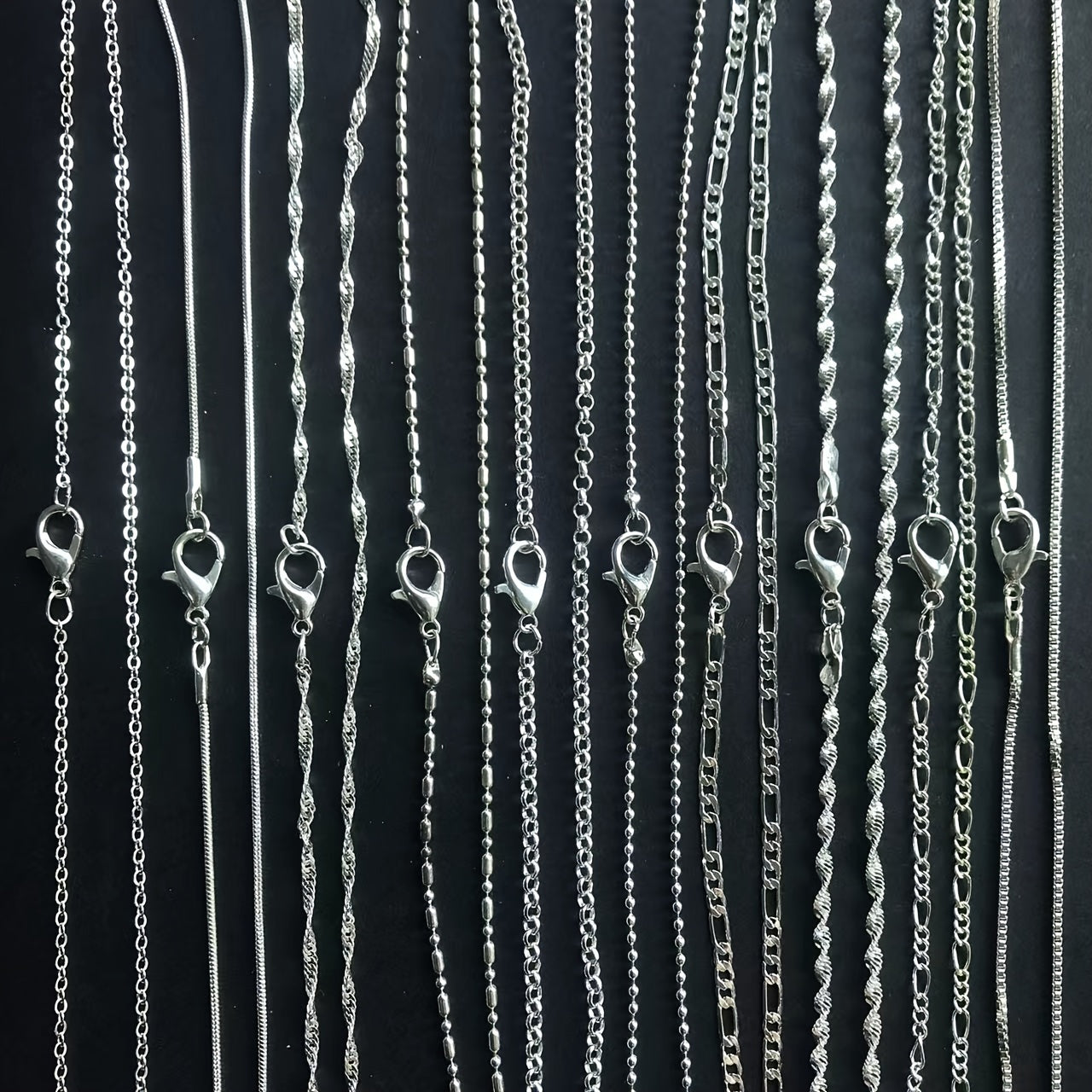 5pcs Silver-plated Plated Link Chain Necklaces with Lobster Clasps - 16-30 Inch Versatile Jewelry Making Chains for Fashion Accessories, Fashion Jewelry Making|Textured Metal Chains|Durable Metal Chains, Jewelry Making Supplies