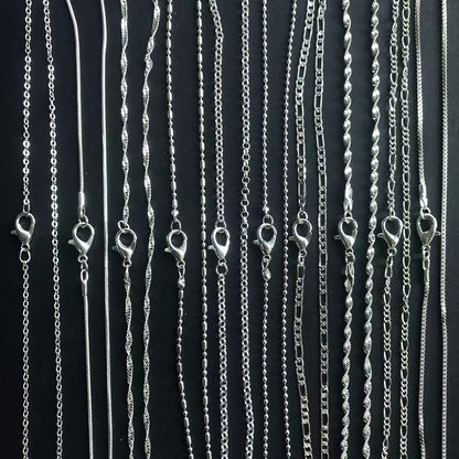 5pcs Silver-plated Plated Link Chain Necklaces with Lobster Clasps - 16-30 Inch Versatile Jewelry Making Chains for Fashion Accessories, Fashion Jewelry Making|Textured Metal Chains|Durable Metal Chains, Jewelry Making Supplies