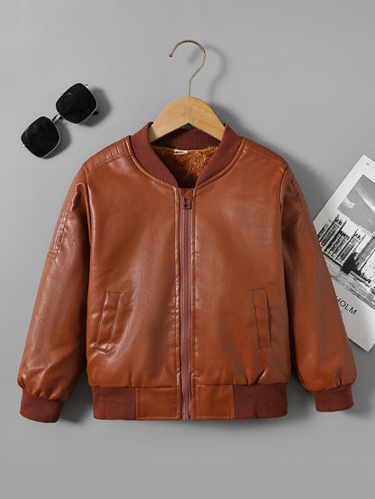 2025 Autumn Winter New Boys' -Lined Zip-Up Jacket