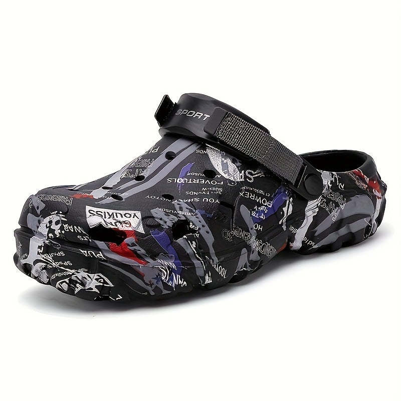 Trendy Men'S Anti-Slip, Wear-Resistant, Lightweight, Breathable Hole Shoes, Closed-Toe Beach Sandals