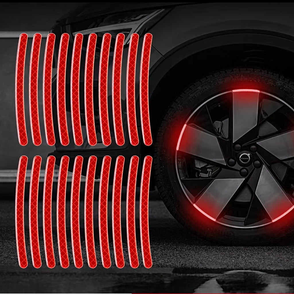 20 Reflective Wheel Stickers - Luminous Rim Decals That Enhance Safety, Suitable for Cars, Motorcycles, And Bicycles