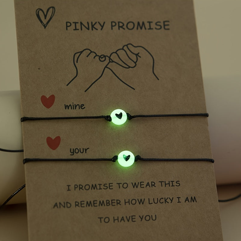 2pcs Luminous Love Handmade Braided Bracelets