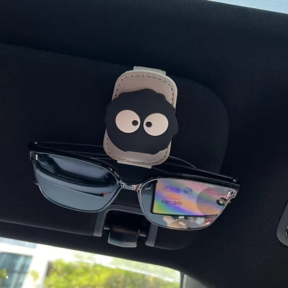 1pc Magnetic Car Sun Visor Glasses Clip - Cute Coal Elf Design, Strong Magnetic Holder for Fashion Glasses, Car Interior Accessories (Black), Car Accessory | Whimsical Design | Secure Magnetic Hold, Fashion Glass Holder for Car
