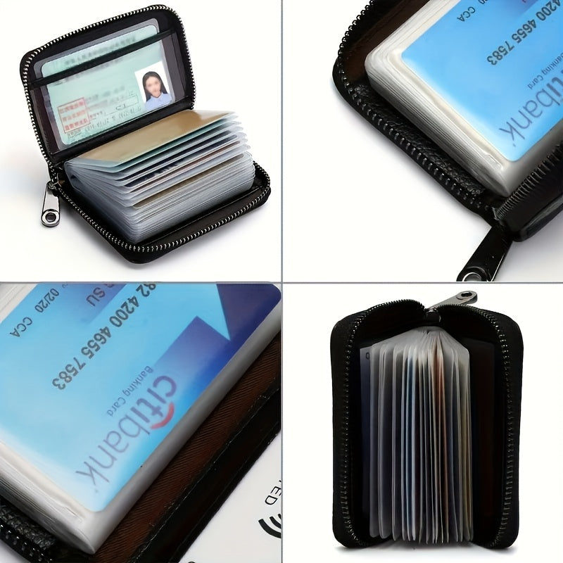 Ultra-Thin Men's RFID Anti-Theft Imitation Leather Wallet-20 Card Slots 2 ID Cards, Secure Zipper Closure, Simple Design, Daily Business Use, Perfect Gift for Festivals and Special Occasions, Travel Accessories, Durable Craft