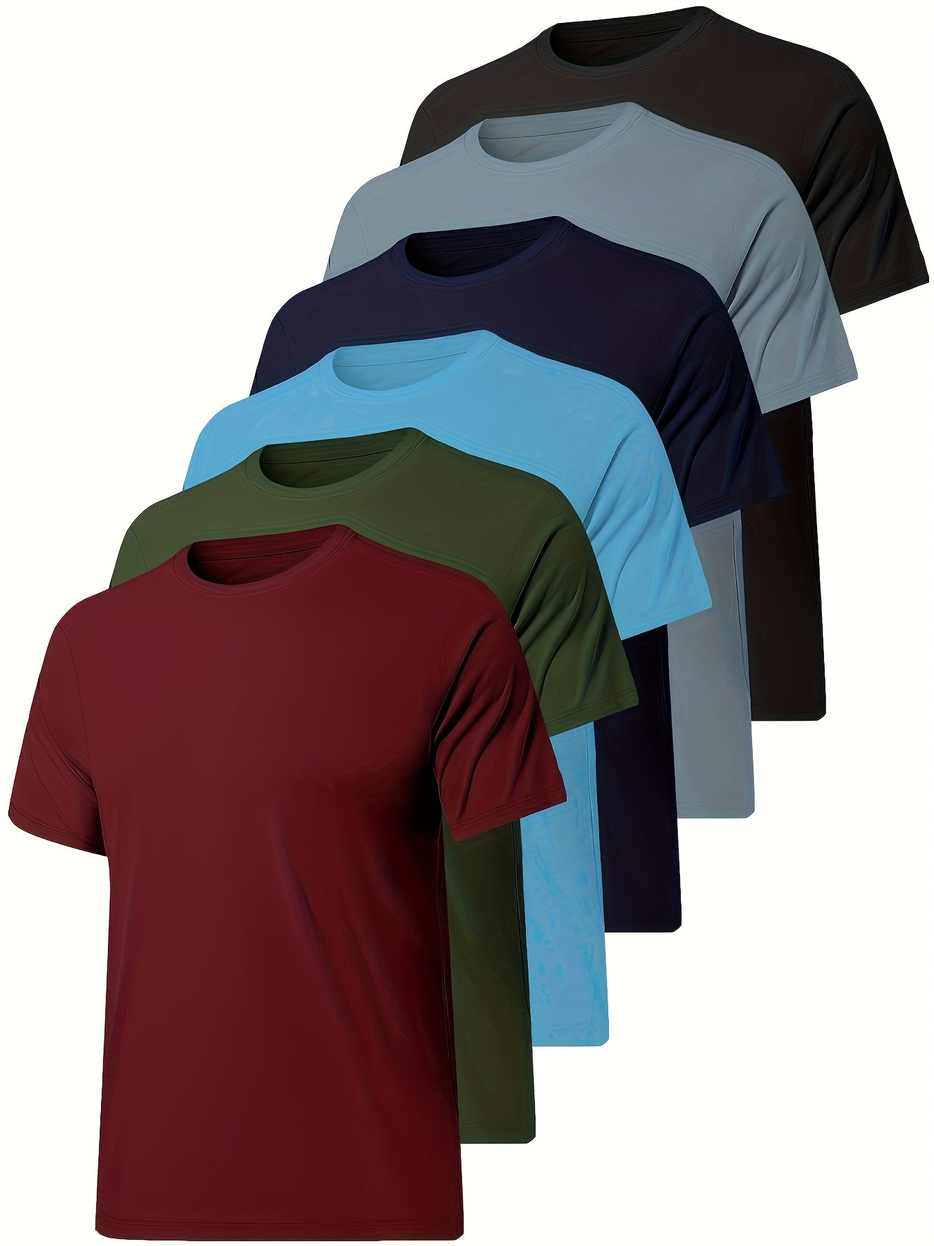 [Moisture-Wicking T-Shirts] 6pcs High-Performance Men's Sports Casual Short Sleeve T-Shirts | Moisture-Wicking Microfiber Fabric Tennis Tees