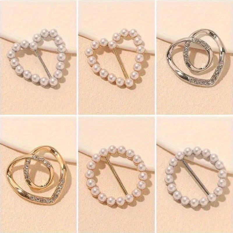 6/9pcs Sparkling Rhinestone Hollow T-Shirt Clips | Fashionable Alloy Buttons, Suitable for Women, Girls, and Men, Geometric Pattern, Non-Textile Resin Material