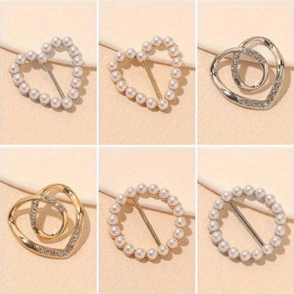 6/9pcs Sparkling Rhinestone Hollow T-Shirt Clips | Fashionable Alloy Buttons, Suitable for Women, Girls, and Men, Geometric Pattern, Non-Textile Resin Material