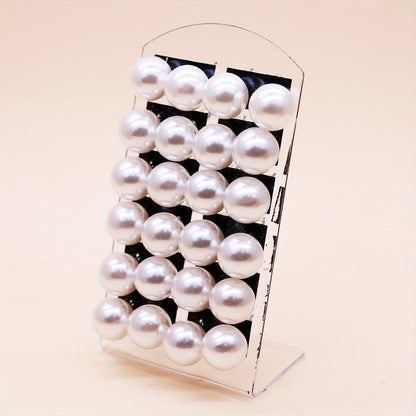 [Elegant Pearl Earrings] 12 Pairs Colorful Faux Pearl Elegant Stud Earrings | Resin Jewelry Minimalist Style Trendy Female Gift Daily Casual