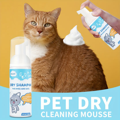 Pet Dry Cleaning Hair Care Water - 2oz - No-Rinse Shampoo for Cats, No-Rinse Pet Shampoo, Cleansing Mousse, Suitable for Pet Cats, Pet Dogs, and Other Cleaning Products