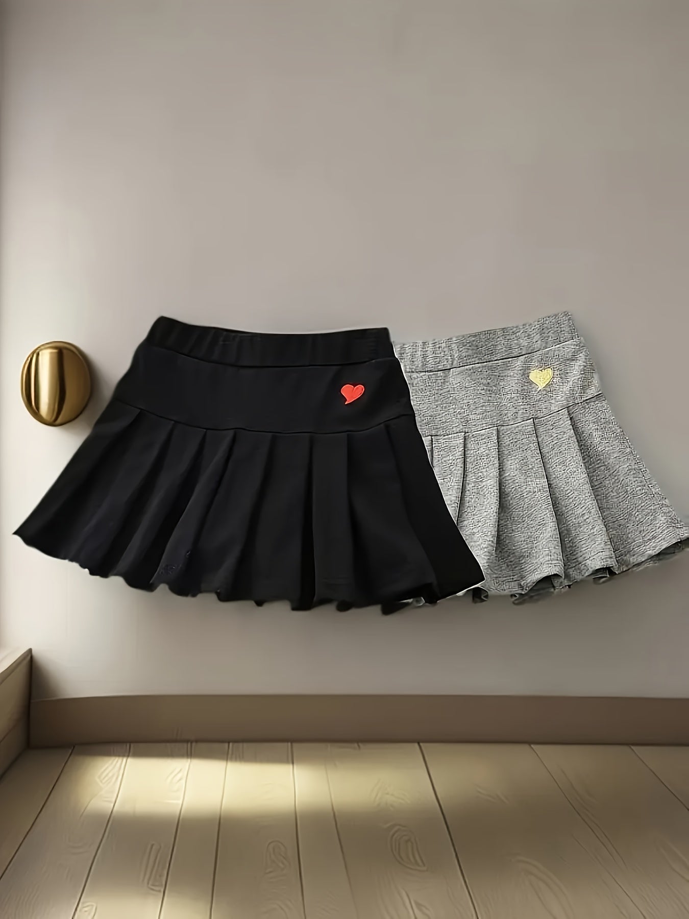 2 Girls Casual Skirt Pants with Secure Elastic Waistband - Machine Washable Solid Color Skirt Pants for Toddlers And Children, Breathable Summer Set
