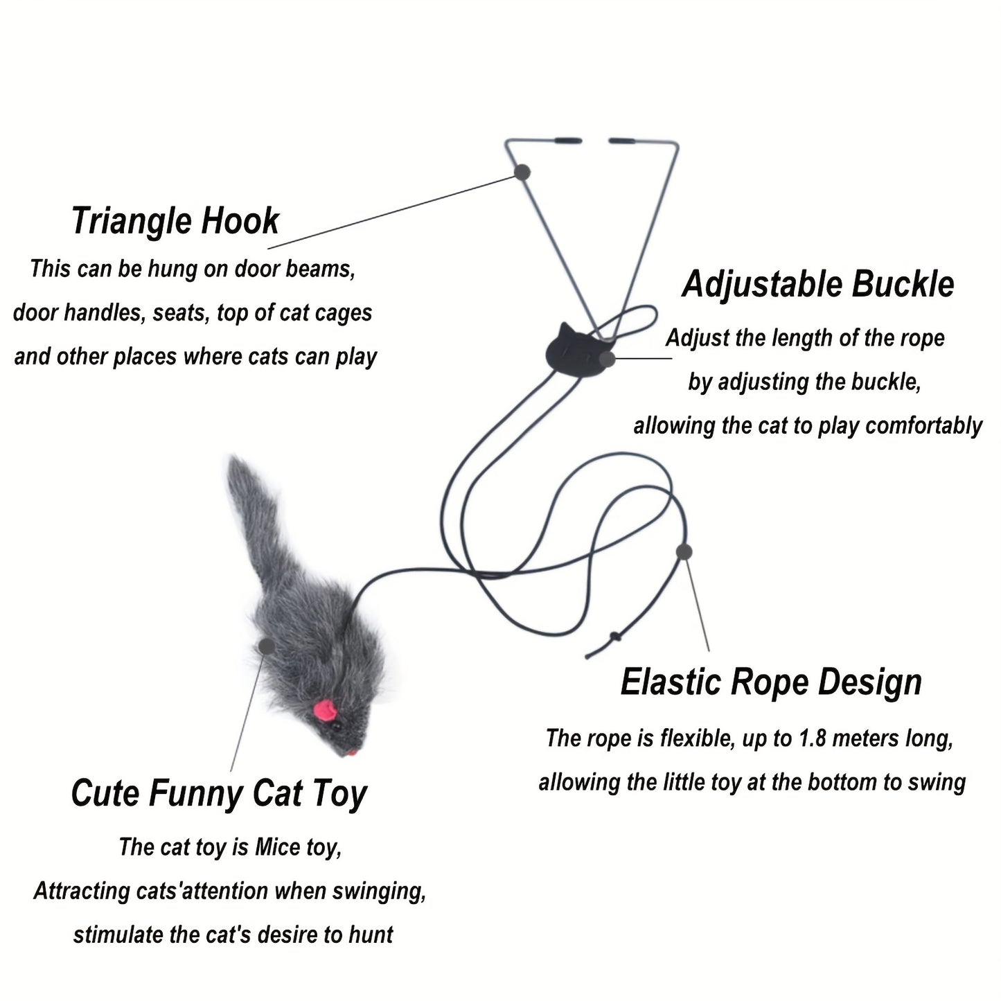 2pcs Adjustable Hanging Cat Toy - Interactive Teasing & Playful Fun - For Cats - For Indoor Play - Great Gift for Cat Lovers