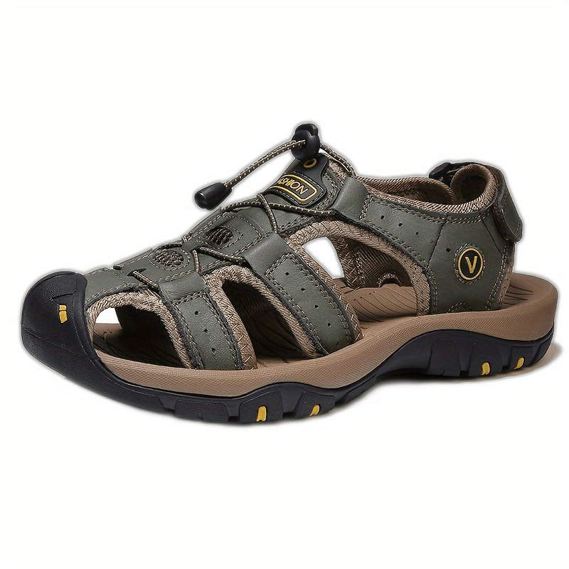 Men'S Casual Summer Sandals - Breathable Mesh Upper, Adjustable Elastic Straps & Non-Slip Rubber Sole for Beach, Outdoor & Casual Attire - Brown, Strappy Sandals, Beachwear Essentials, Comfortable Fit, Durable Traction Footwear