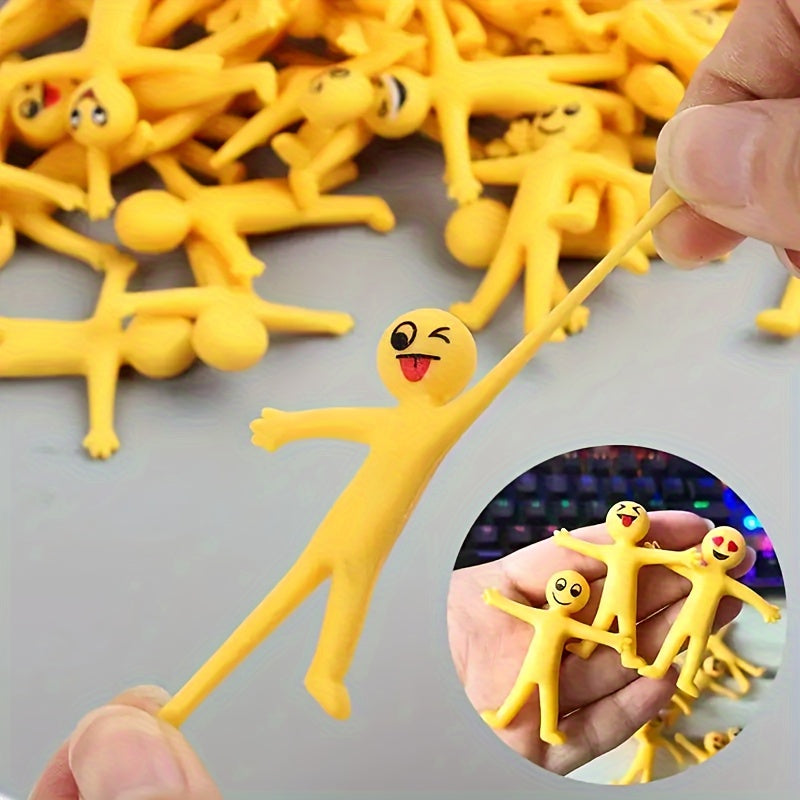 25 Creative Pull Toys - Stretchable Yellow Figures for Kids - Christmas Toys That Fold Into Semi-Soft, Ventilated Dolls