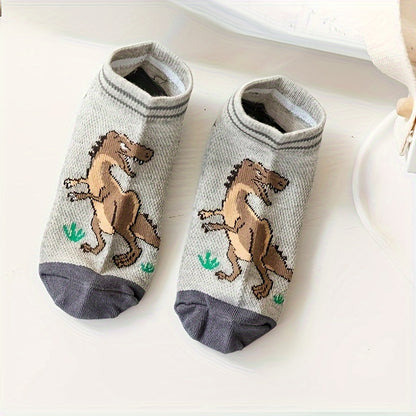 S90-5 Pair of Boys' Spring/Summer/Autumn New Mesh Dinosaur Breathable Children's Socks