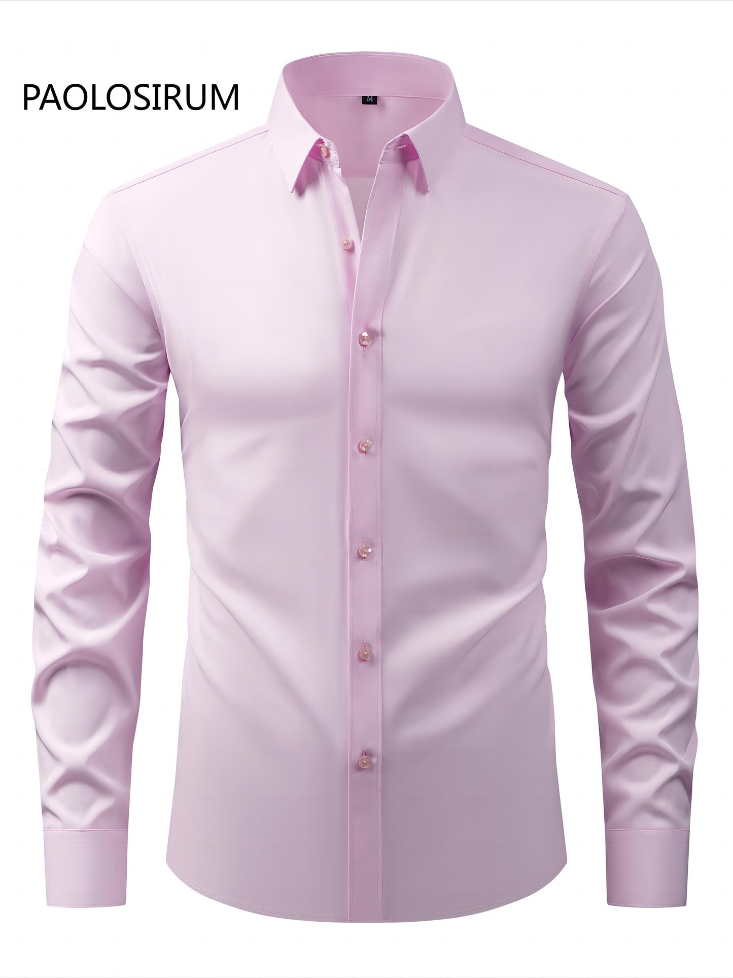 2025 New Men'S Business Slim-Fit Long-Sleeve Shirt, Wrinkle-Free, Elastic, And Made of Cool .