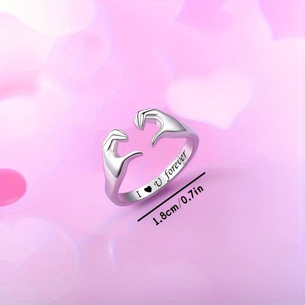 [Love Ring] Adjustable Love Ring, Hug Rings I Love You Forever Always with You Jewelry Rings for Couples, Men, Teenager