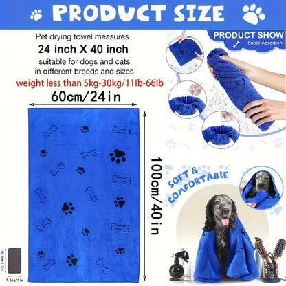 Quick Drying Super Absorbent Ultra-fine Fiber Pet Dog Towel, Comfortable, Soft and Durable for Quick Bathing Care