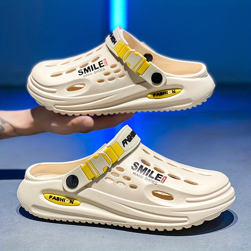 Men'S Wooden Clogs, Slip-On Open-Toe Sandals, Soft-Soled Walking Shoes, Outdoor Garden Shoes, Beach Sandals