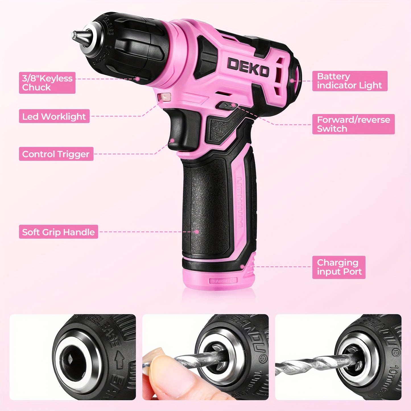 129pcs Power Tool Set | With 8V Cordless Drill/ Driver | Max No-load Speed 800r/min | Portable Multi Toolbox | For Home Projects, Garden, Camping, Office Maintenance And Fall Refurbish | Gifts For Women | Easter Gift