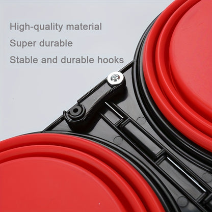 Portable Pet Folding Bowl, Outdoor Dog Double Bowl for Water and Food Sharing, TPE, Hangable With Climbing Bucket, Telescopic, Suitable for Travel Camping Outdoor Walks, Cat Bowl Pet Dog Food Basin