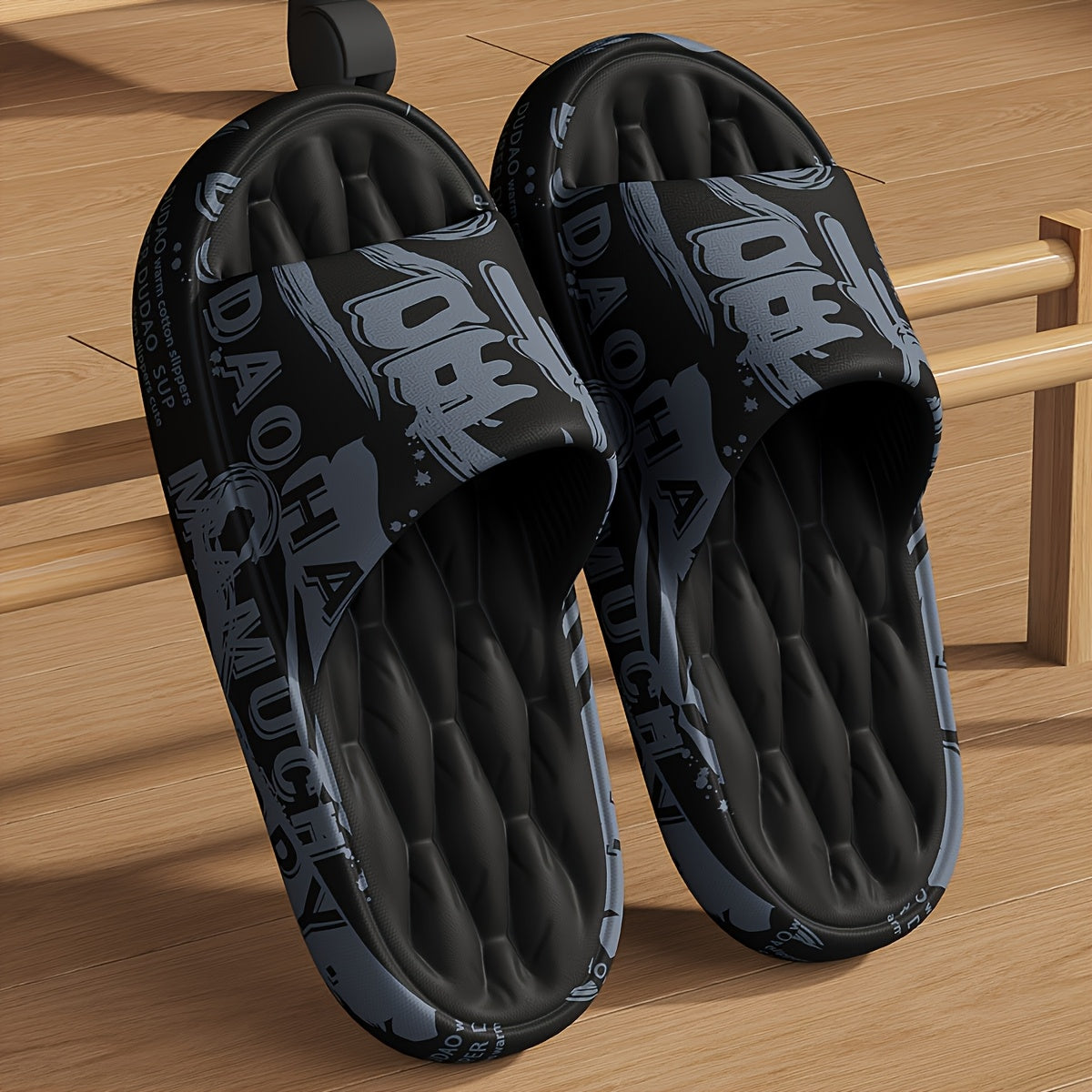 Graffiti Men's Slippers, Fashionable and Trendy for Outdoor Wear, Japanese and Korean Style, Soft and Comfortable EVA Material