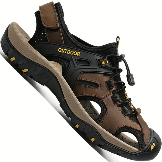 Men'S Leather Sandals - Closed Toe Fisherman Shoes with Arch Support, Cushioned Insole & Non-Slip Rubber Sole - All-Season Casual & Outdoor Hiking Shoes - Black/Brown/Gray, For Everyday & Formal Events - Easy-clean Design, Hiking Footwear