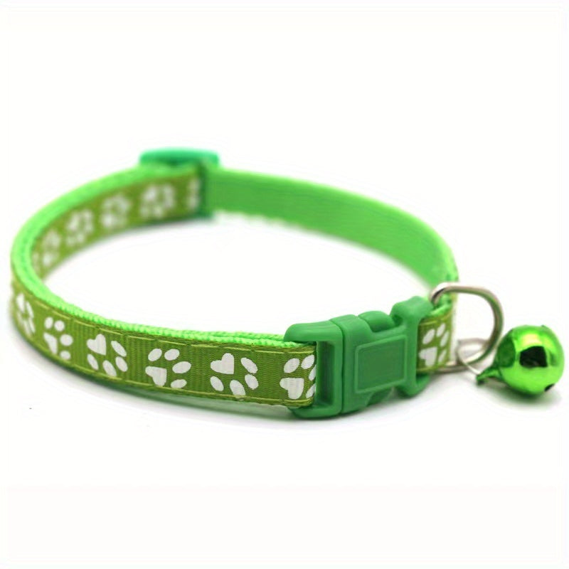 Pet Sticker Cloth Collar Dog Cat Collar Single Footprint Paw Print Bell Collar Cat Buckle Collar Burst Money Ring