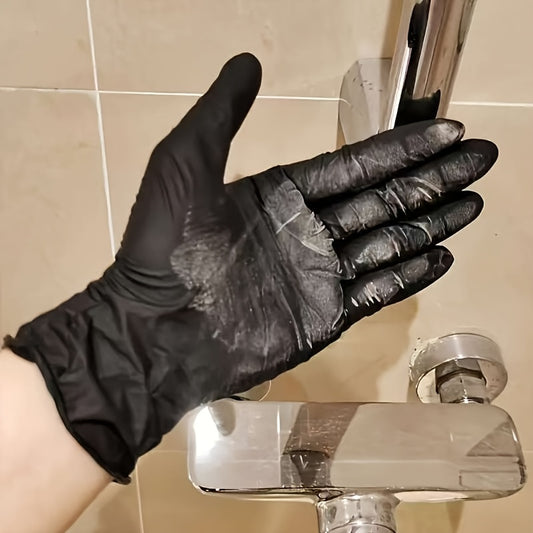 100/50/30/20pcs Disposable Black Synthetic Nitrile Gloves, 4mm Thick, Latex-Free Household Cleaning Gloves, Lightweight PVC Material, Ambidextrous Design for Kitchen, Bathroom, Car, and Use, Gloves for Cleaning