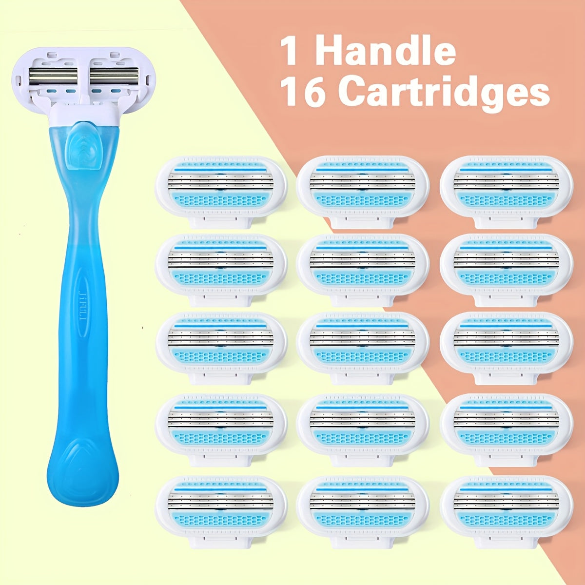 JIFULI Razors for women/Body Bikini Hair Remover/3-Layer Stainless Steel Blades/safety Hair Removal Razor Blades with Replaceable Heads/Manual Razor Smooth Shaving/Can be washed with water/Easy to Clean