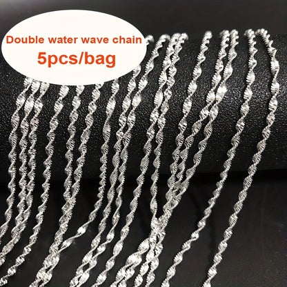 5pcs Silver-plated Plated Link Chain Necklaces with Lobster Clasps - 16-30 Inch Versatile Jewelry Making Chains for Fashion Accessories, Fashion Jewelry Making|Textured Metal Chains|Durable Metal Chains, Jewelry Making Supplies