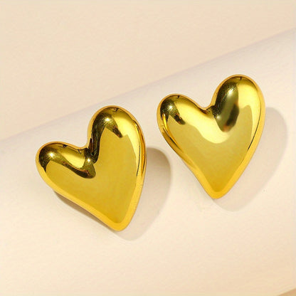 Colorful Glossy Heart Design Stud Earrings Acrylic Jewelry Simple Leisure Style Adorable Gift For Lovers