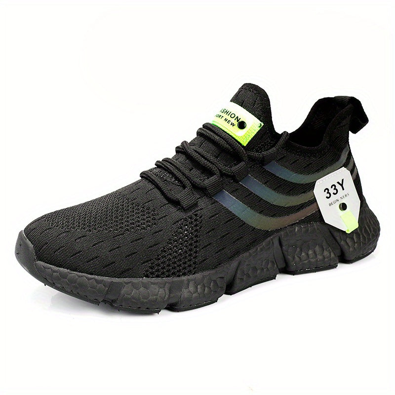 New Popcorn Sole Men's Shoe High Elasticity Flying Weaving Mesh Surface Ultra Light Running Shoe Thin Mesh Sports Shoe