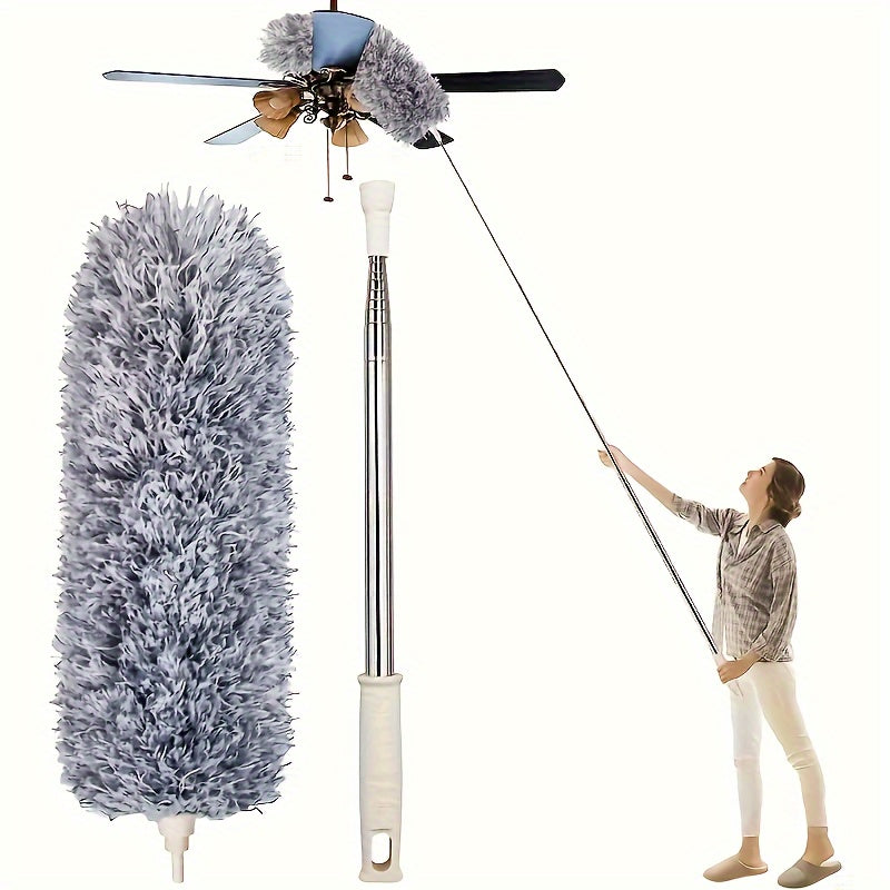 1pc, Retractable Dusters, Dust Removal Brush, Bendable Head Dusting Brush, Reusable Washable Ceiling Fan Duster For High Ceilings, Furniture, car, Cleaning Supplies, Cleaning Tool