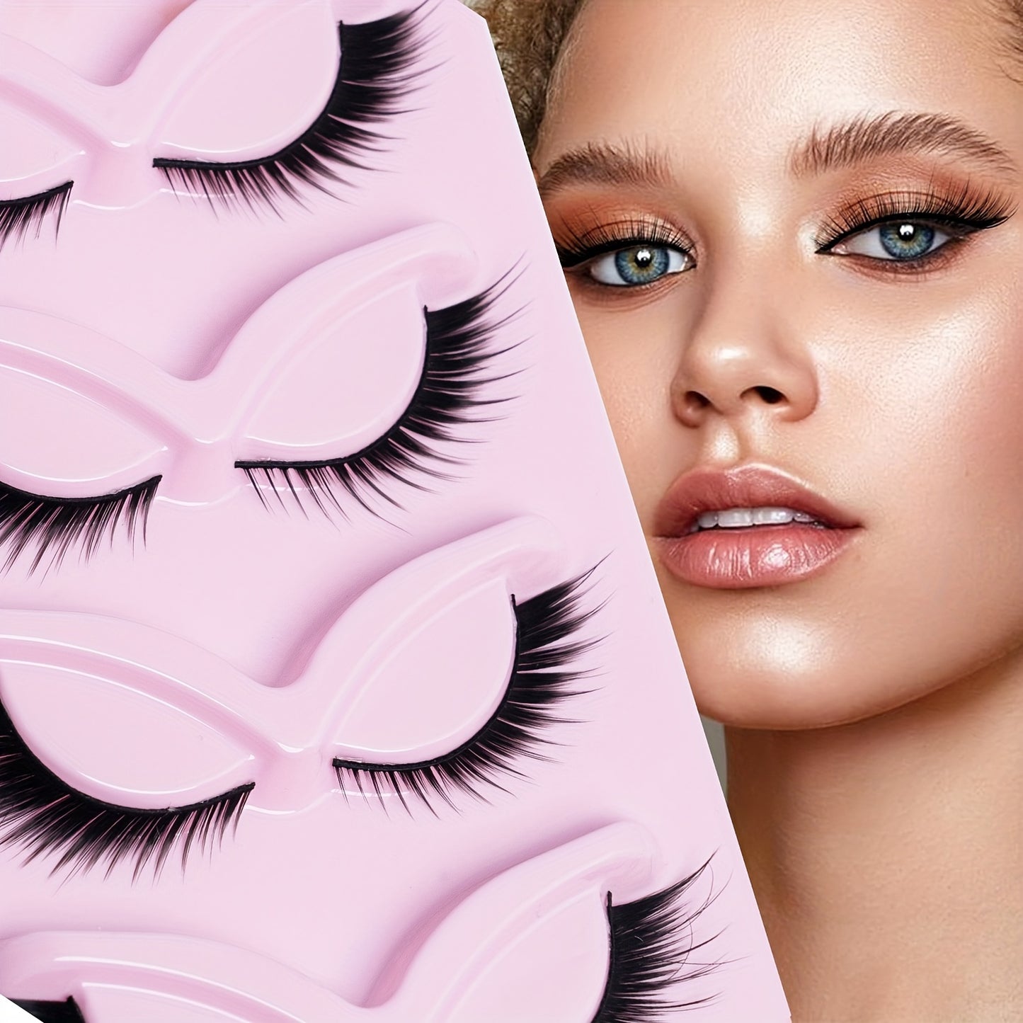 5 Pairs of False Eyelashes Cat Eye Fox Eye Lashes Natural Long Cartoon Eyelashes Wing Tail Eye Extension Lashes Makeup
