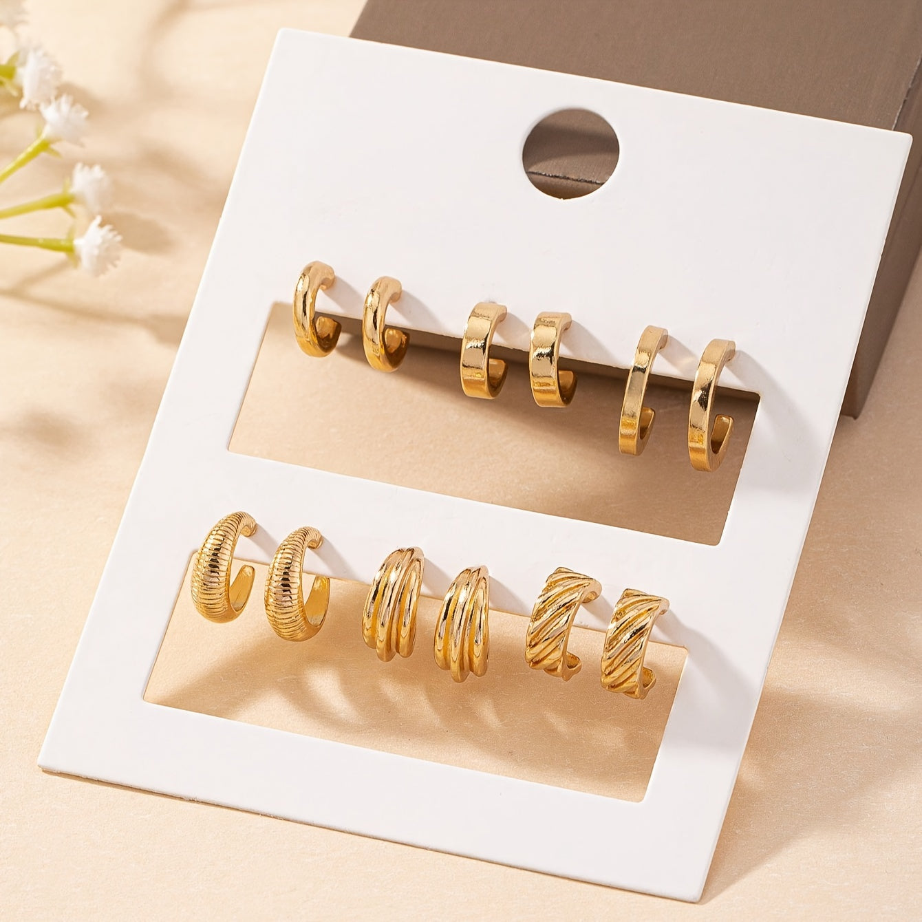 Zinc Alloy Simple Hoop Earrings for Daily Wear Dating Ear Jewelry Decor