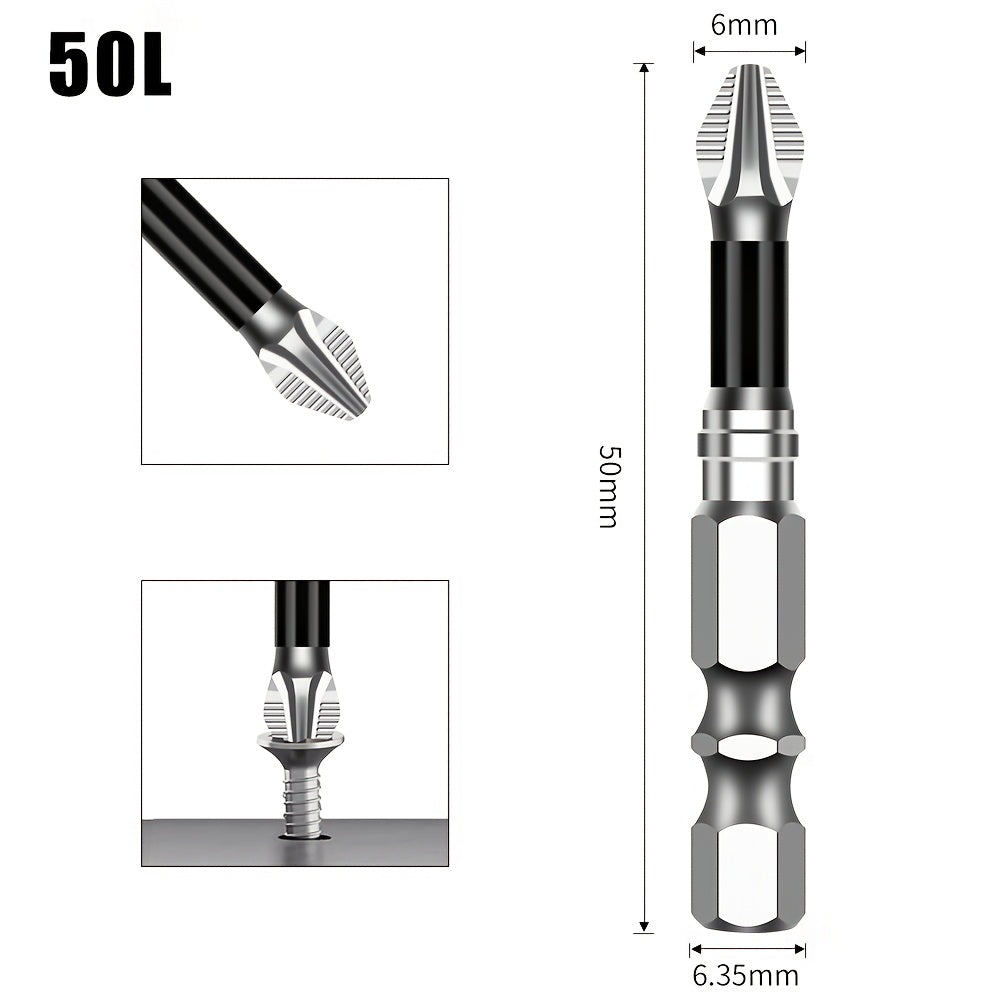 High Hardness Metal JGZUI S2 Strong Magnetic Precision Screwdriver Bits - Non-Slip Cross Torx, No Battery Required, Magnetic Tip for Electric Drills