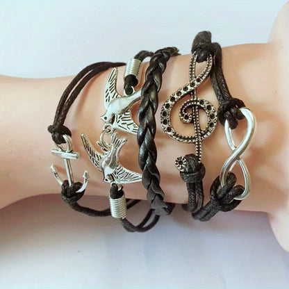 European and American Fashion Jewelry Owl Heart Number 8  Braided Bracelet