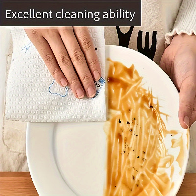 Efficient" 400-Sheet Roll of Disposable Kitchen Towels - Washable,  & Wet Use, Degreasing Cloths for Household Cleaning (Assorted Styles) lazy rag kitchen paper towels Kitchen tissues lazy cloth Cleaning supplies