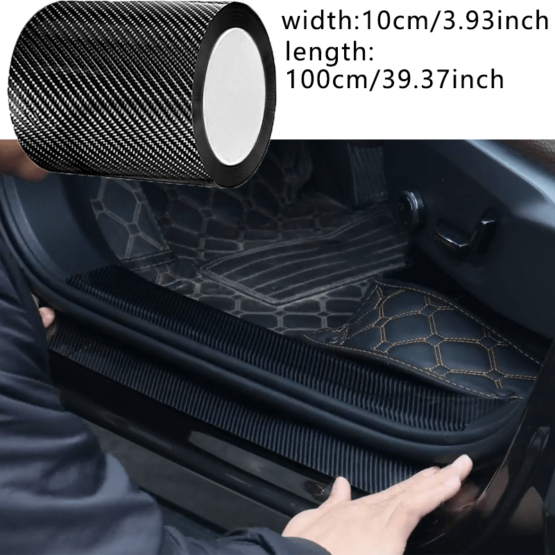 1 Roll of 3D Nano Carbon Fiber Door Anti-Collision Strip, Waterproof And Scratch-Resistant PVC Adhesive, Universal Fit Anti-Collision Film, Black Color, Vehicle Door Protection, Smooth Design, Durable Protection, Door Protection Strip
